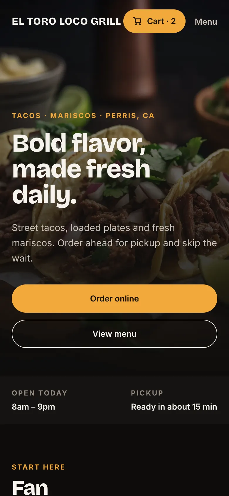 The concept homepage on a phone