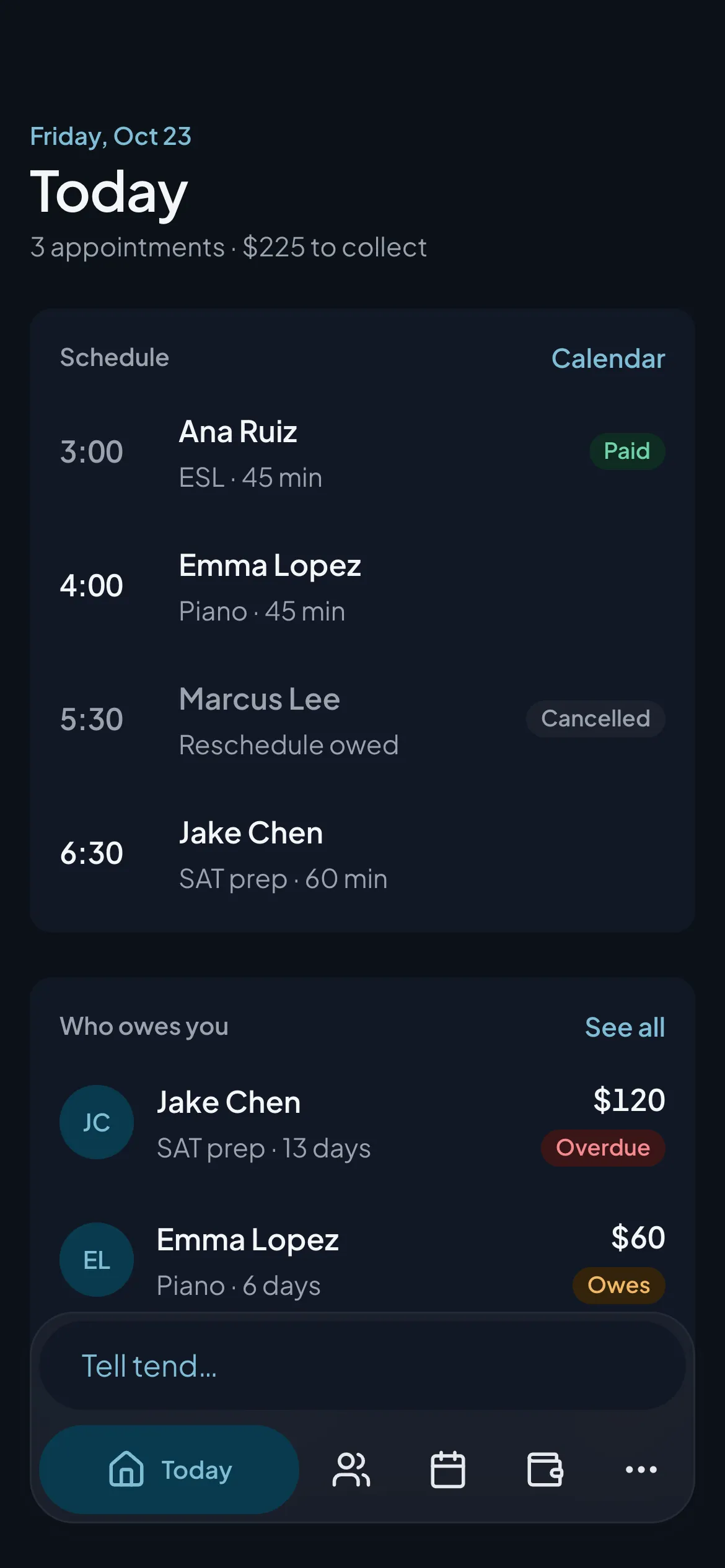 Today in dark mode